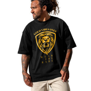 Premium Breathable Fabric, Golden Lion Printed T-Shirt