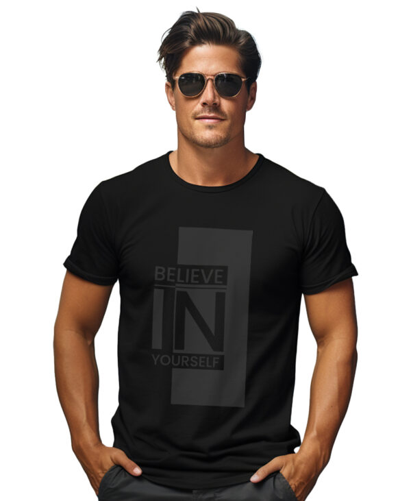 Plain Black Round neck Cotton T-Shirt, Believe in Yourself printed