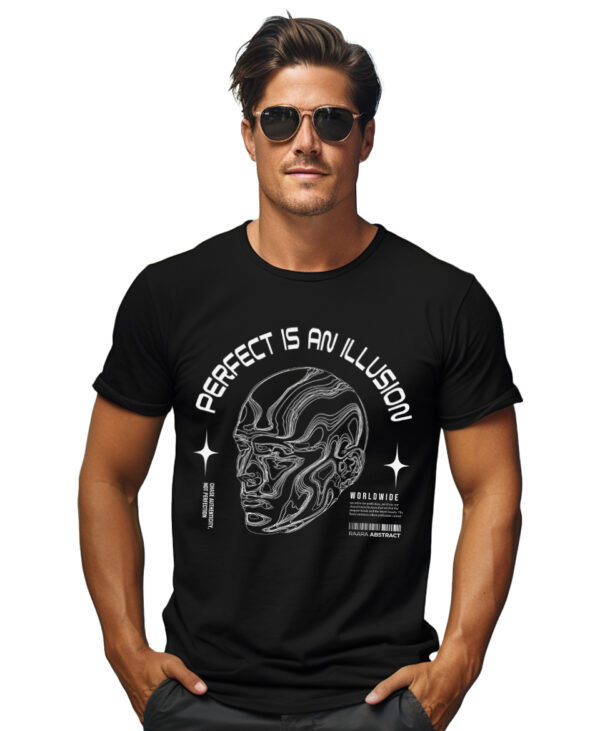 ILLUSION round neck black T-shirt comfortable cotton