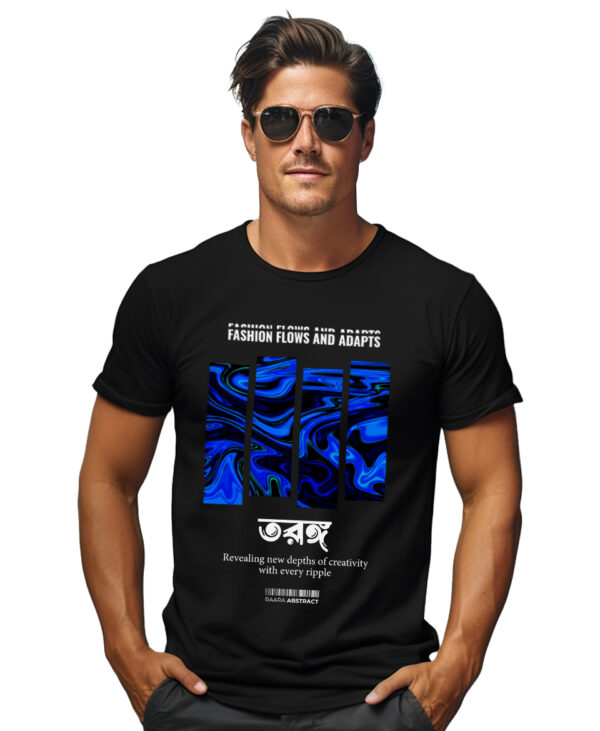 Black round neck Bengali typo printed TAGANG