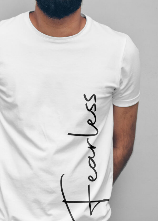 Cotton T-shirt Round Neck Fearless printed - Image 5