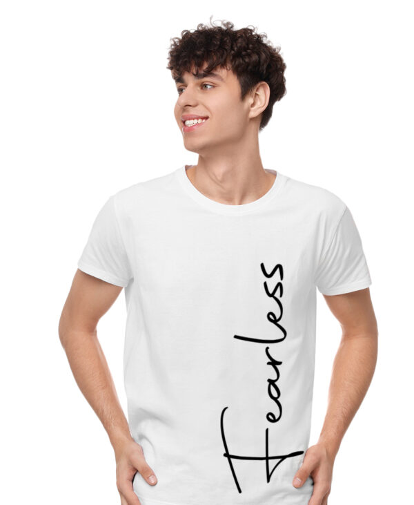 Cotton T-shirt Round Neck Fearless printed - Image 2
