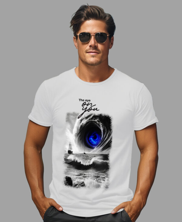 White Color T-shirt Round Neck Eye printed