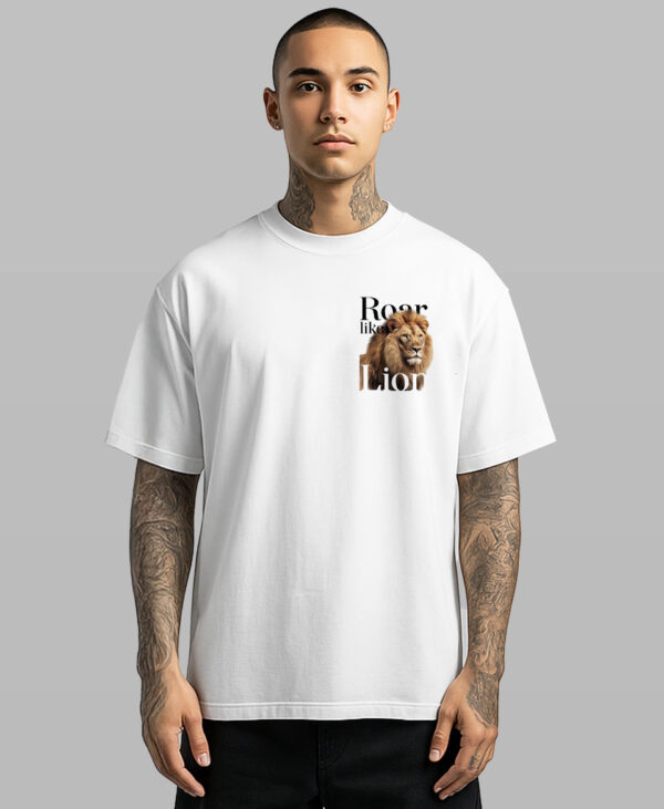 “Roar Like a Lion” Oversized 100% Cotton T-Shirt – Fearless Edition - Image 2
