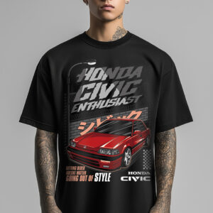 Red Civic Racer Street Racing Car T-Shirt