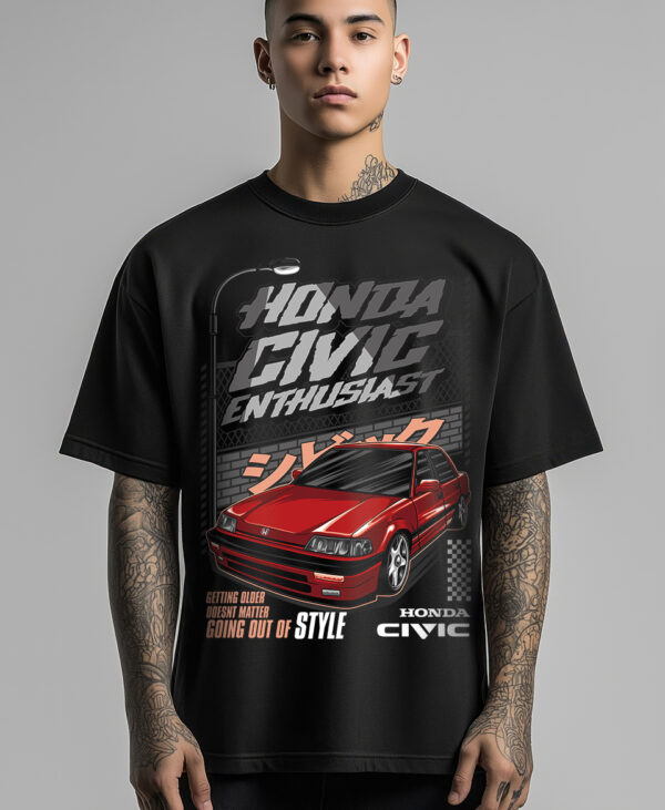 Red Civic Racer Street Racing Car T-Shirt