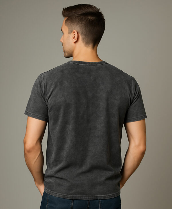 Trending Acid Washed Cotton T-shirt Dark Grey - Image 3