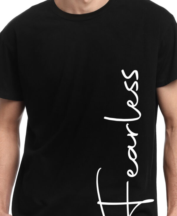 Cotton T-shirt Round Neck Fearless printed - Image 3