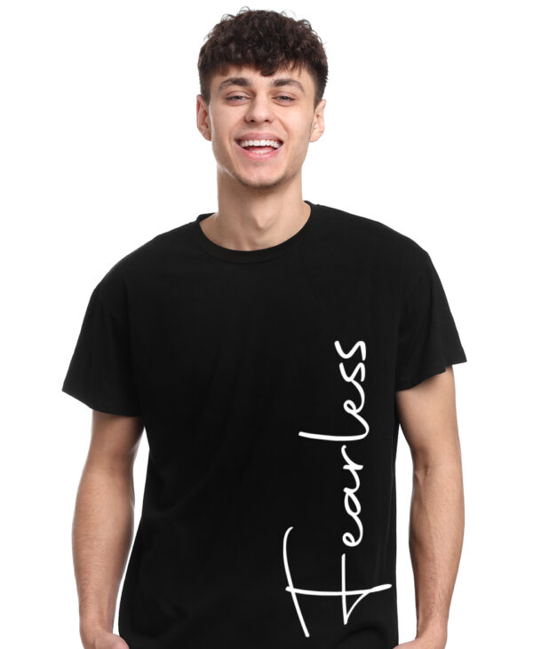 Cotton T-shirt Round Neck Fearless printed - Image 4